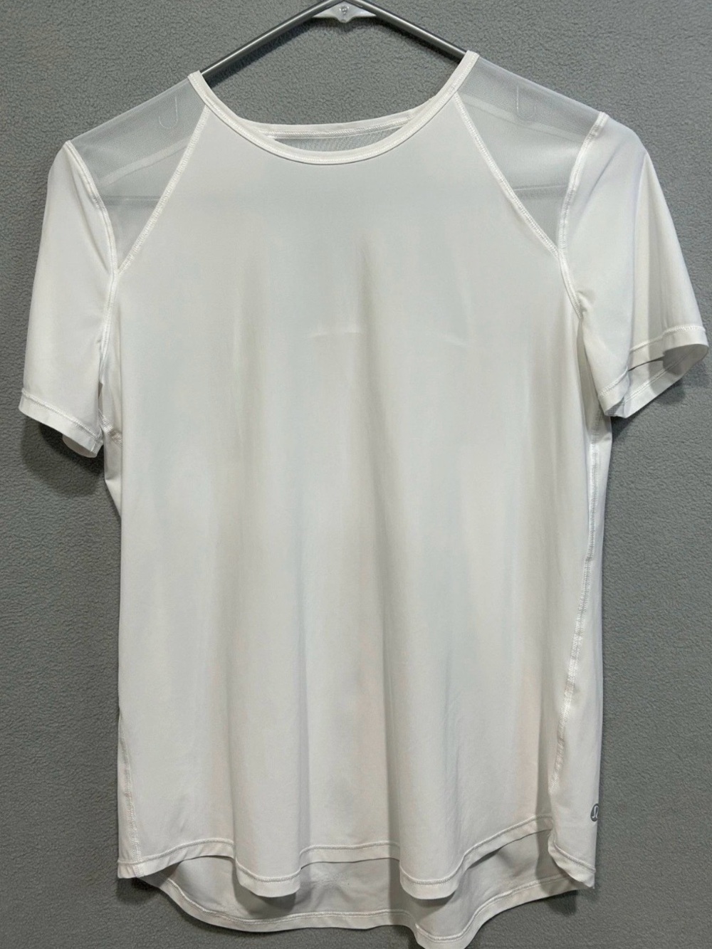 Lululemon Sculpt Short Sleeve Shirt Womens 14 White Mesh Back Activewear X Large
